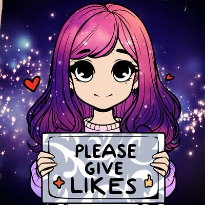 realistic girl that is holding a sign that says please give likes