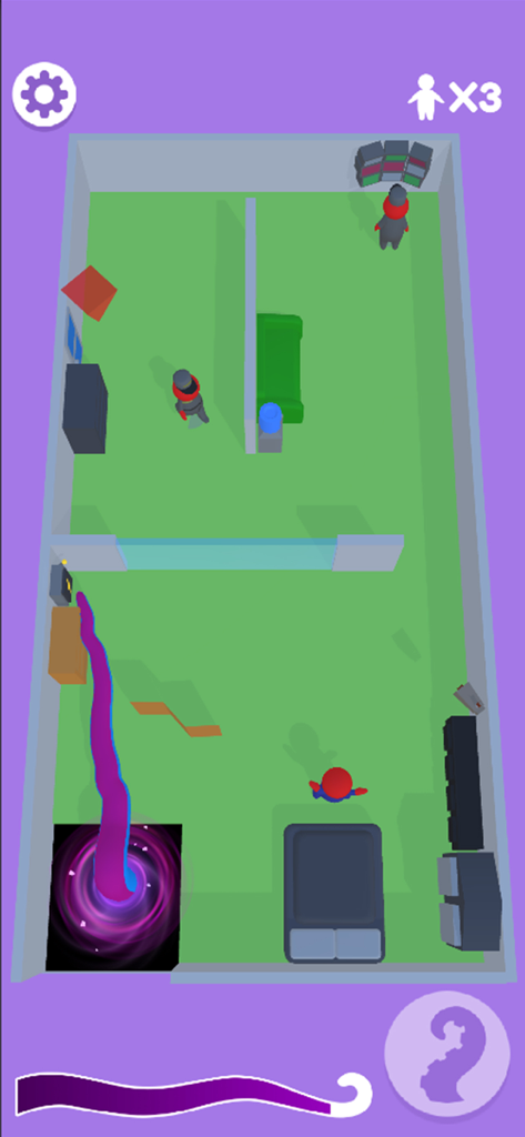 A purple tentacle emerging from a portal in a room with targets in the game Tentacle Monster 3D