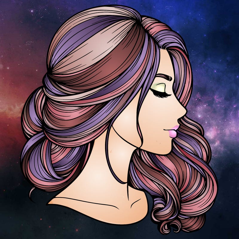 realistic woman's head & hair