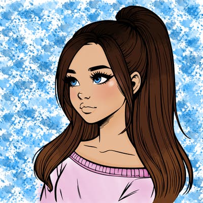 realistic girl with a high ponytail