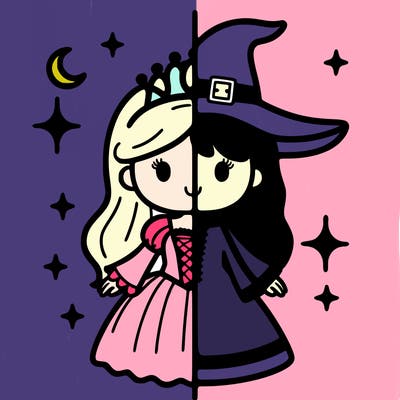 split princess and witch