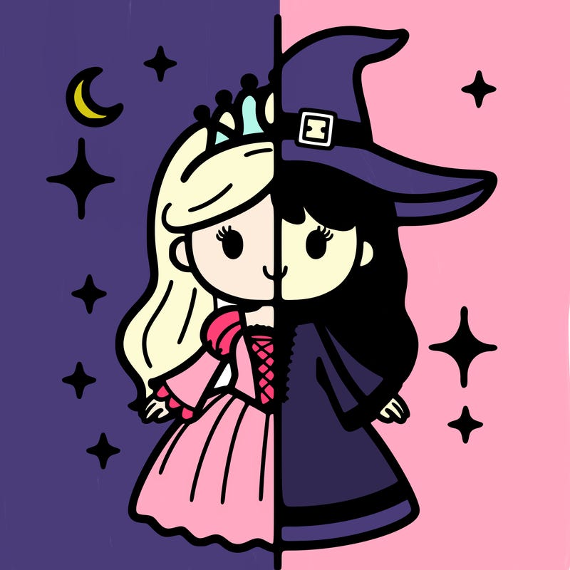 split princess and witch