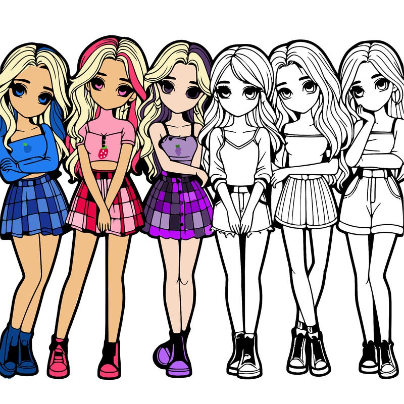 a group of girls realistic