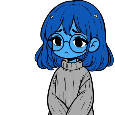 sad girl with glasses in a sweater