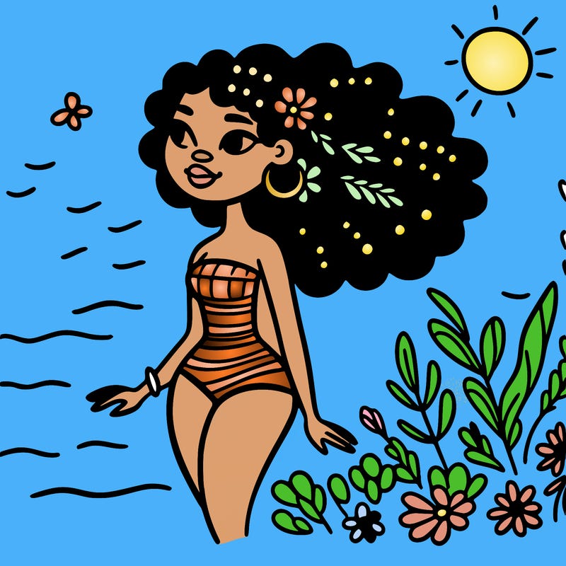 african woman in a swimsuit