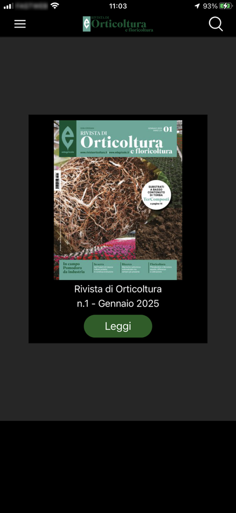 Rivista di Orticoltura - Portada de la revista digital de Rivista di Orticoltura que muestra el número de enero de 2025 con un botón de lectura.
