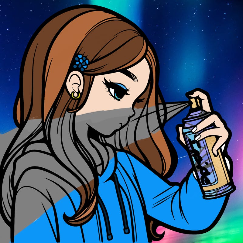 a realistic girl spray painting