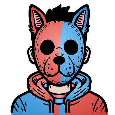 human with animal mask on