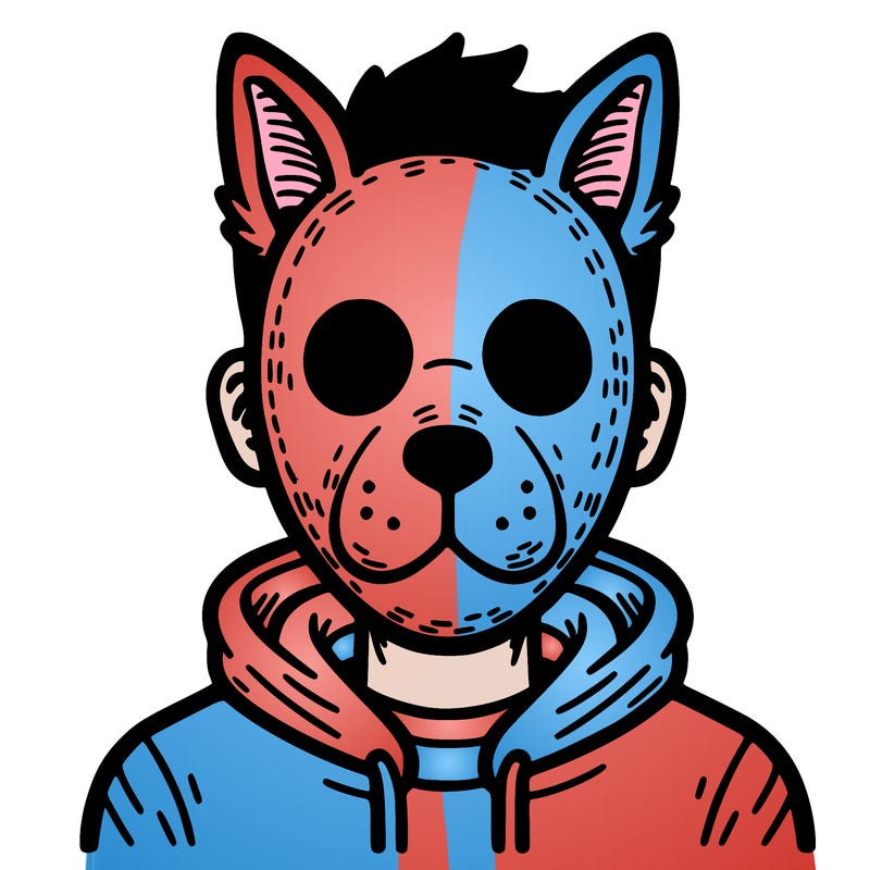 human with animal mask on