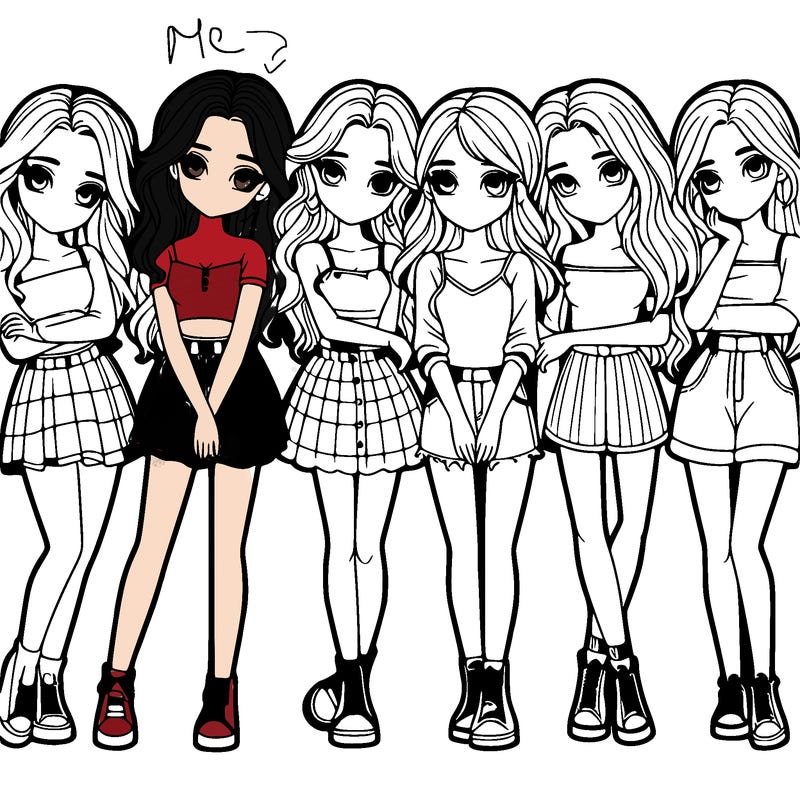 a group of girls realistic