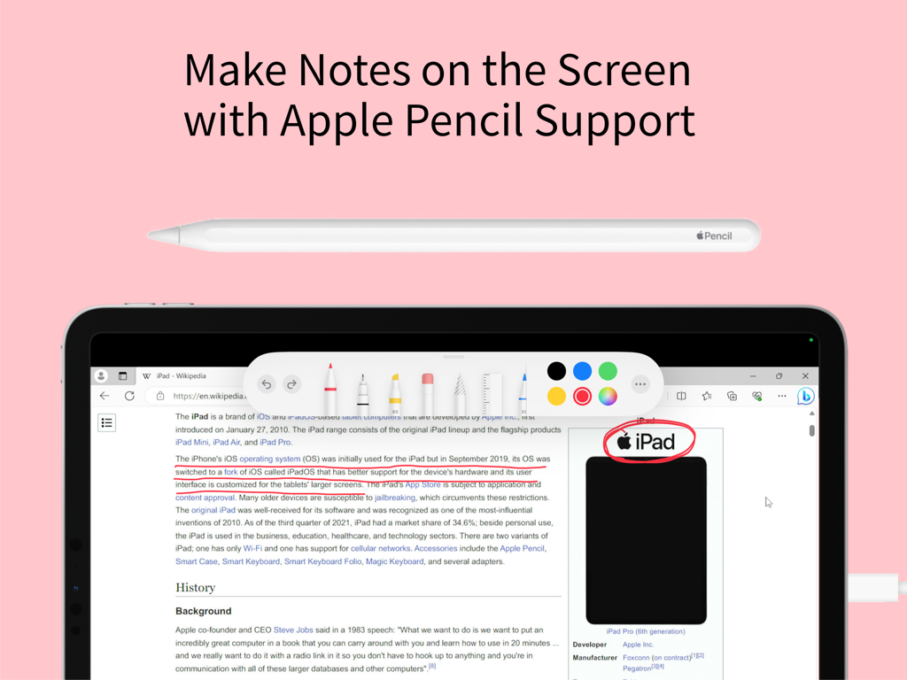 Genki Studio - iPad screen showing Apple Pencil support for making notes and annotations in the Genki Studio app
