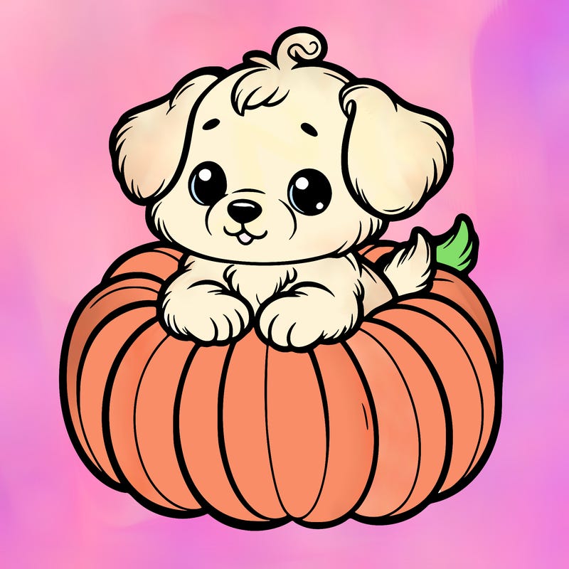 cute little puppy in a pumpkin