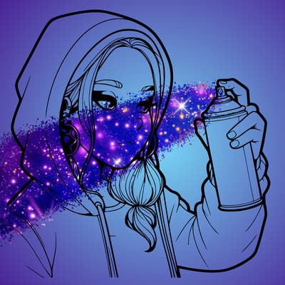 a realistic girl, spray painting