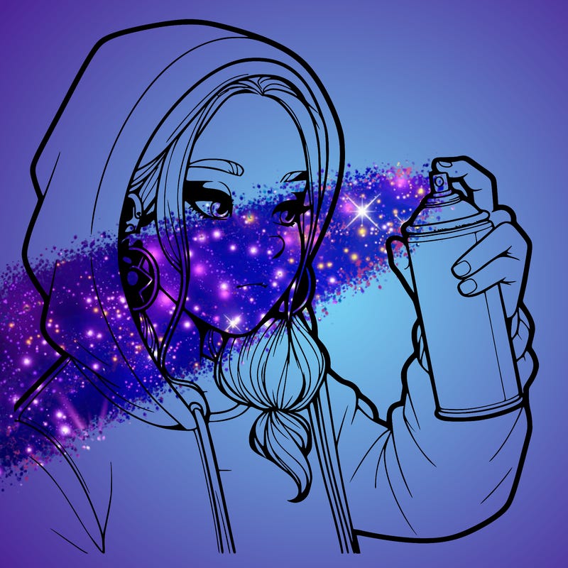 a realistic girl, spray painting