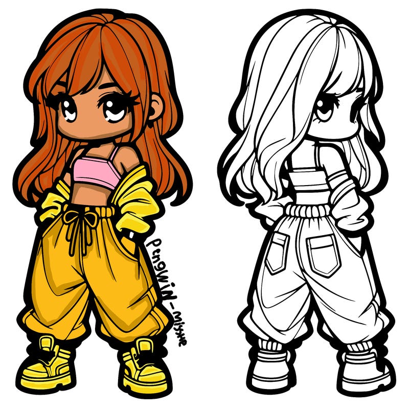 girl in crop top and baggy pants