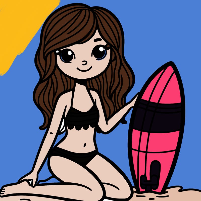 girl with surfboard