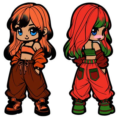 girl in crop top and baggy pants