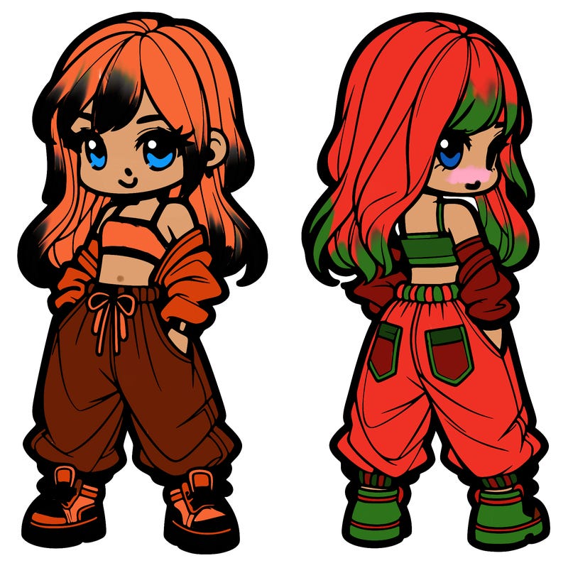 girl in crop top and baggy pants