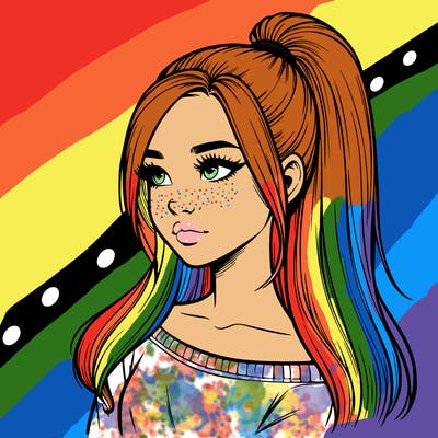 realistic girl with a high ponytail
