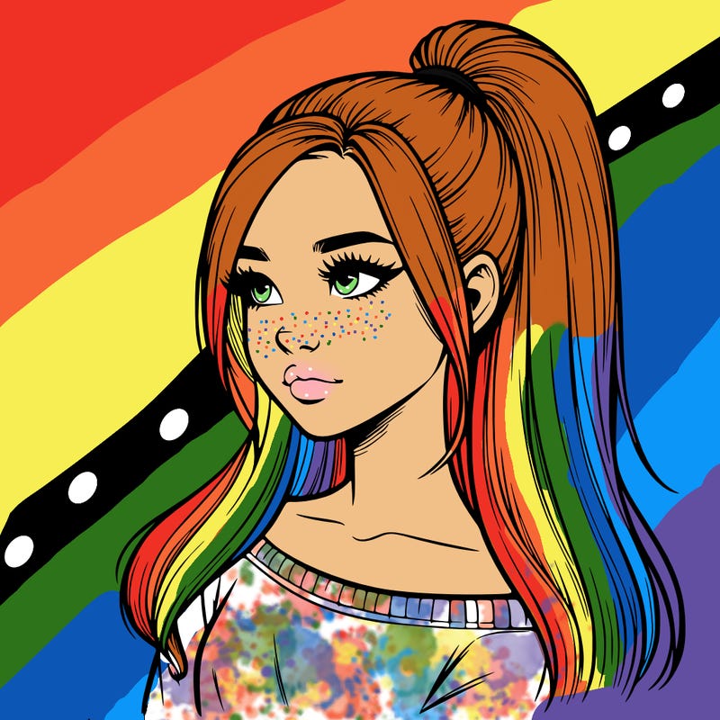 realistic girl with a high ponytail