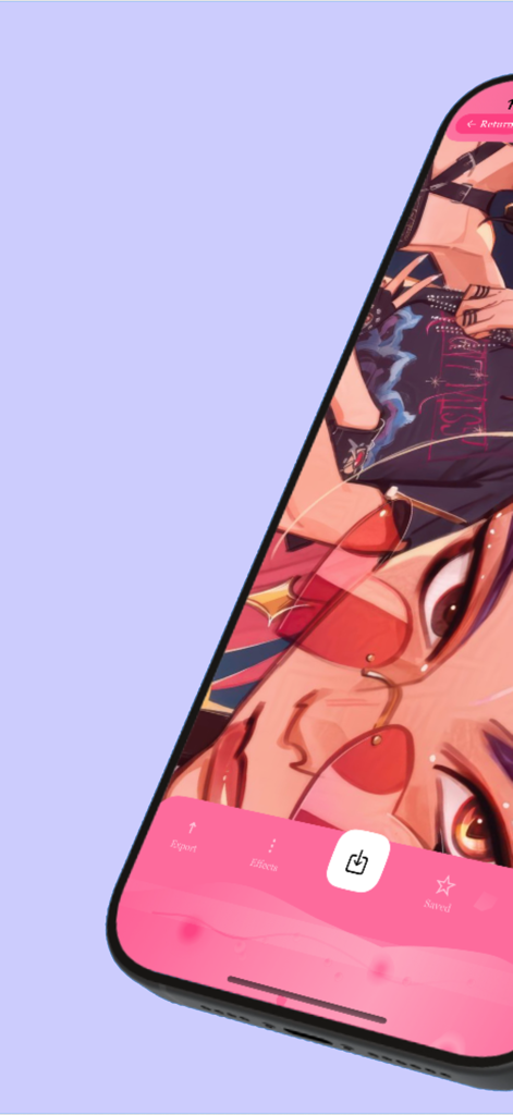 Mobile screen displaying a Kpop girl fanart wallpaper with a pink navigation menu.