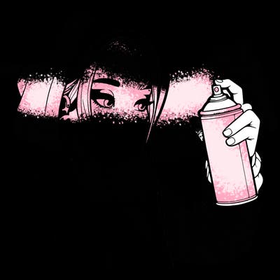 a realistic girl, spray painting