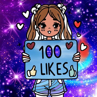 girl holding a sign saying 100 likes