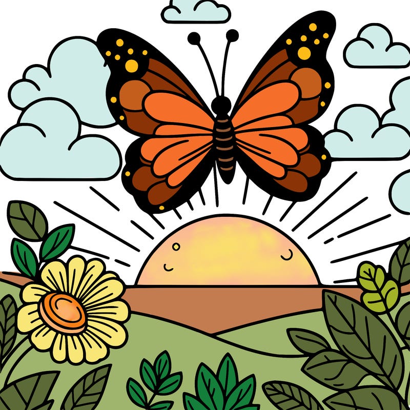 butterfly in a sunset