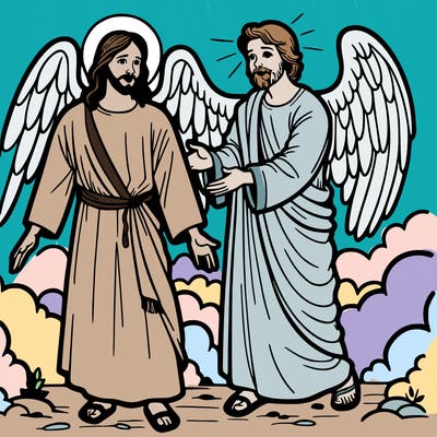 jesus with angel coming