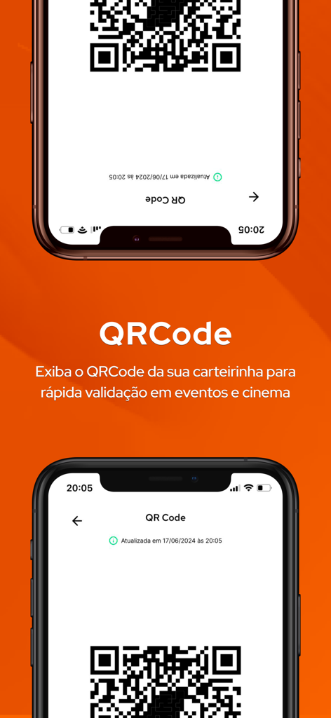 Vou de Meia - Interface do aplicativo Vou de Meia mostrando um QR Code para validação da identidade estudantil digital