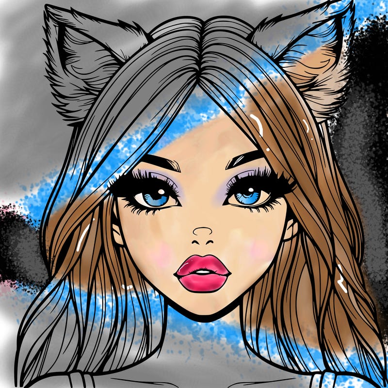 realistic girl with fox ears and realistic lips