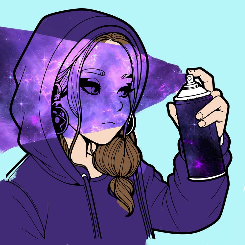 a realistic girl, spray painting