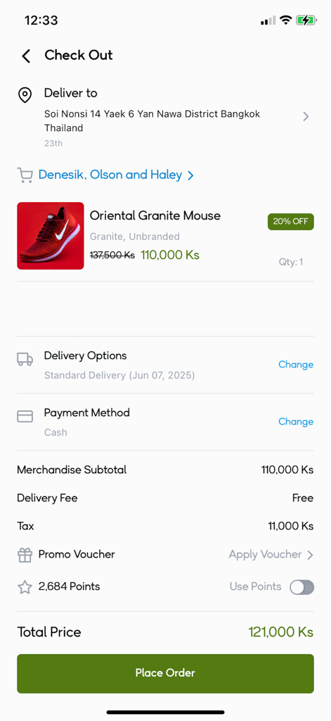 MSME by G3G - Order checkout page in MSME by G3G app displaying product details and total price in Kyats
