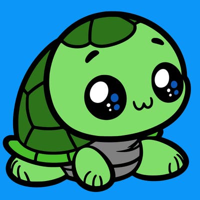 cute little animated turtle