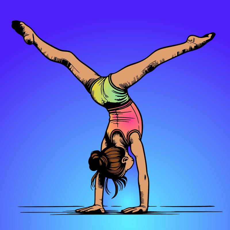 realistic gymnastic hand stand girl in four splits