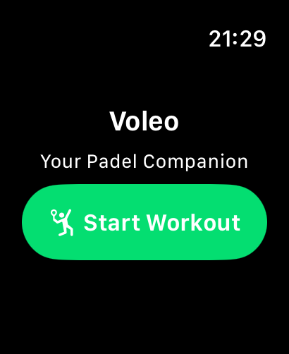 Voleo - Voleoパデルコンパニオンアプリ、Apple Watchでのワークアウト開始画面