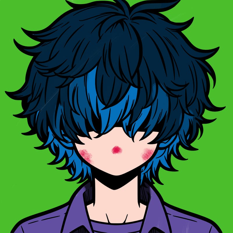 manga boy fluffy hair covering his eyes