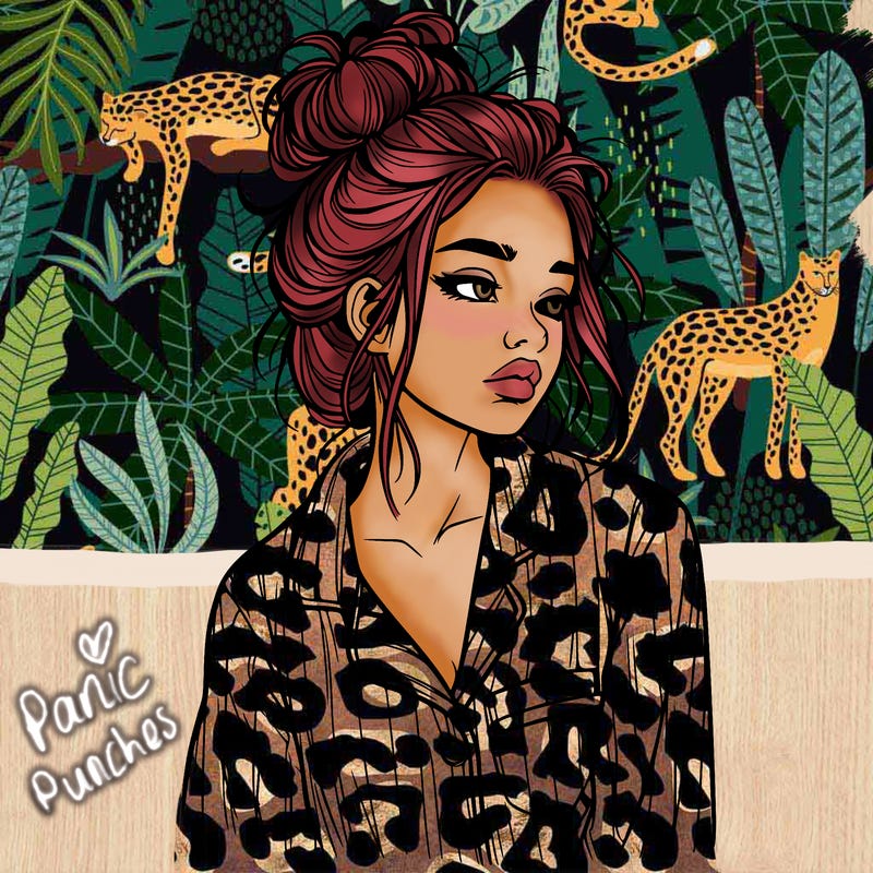 realistic woman with pajamas on and a messy bun