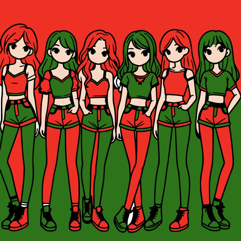 a group of girls wearing crop tops and shorts