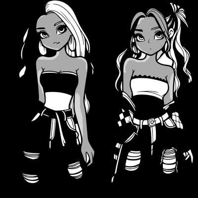 2 girls in crop tops and baggy jeans ripped