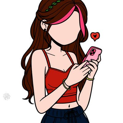 girl with crop top texting on her phone