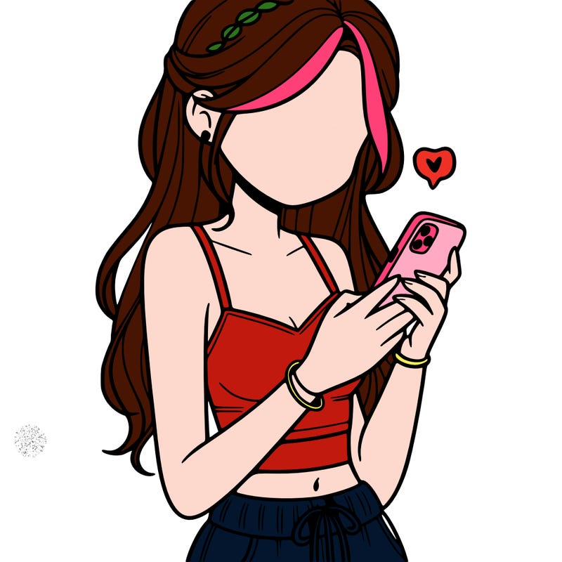 girl with crop top texting on her phone