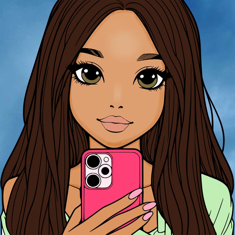 realistic girl with a phone