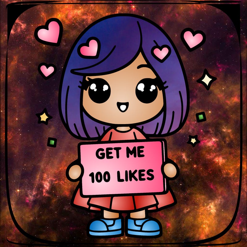 a girl with a sign that says get me 100 likes