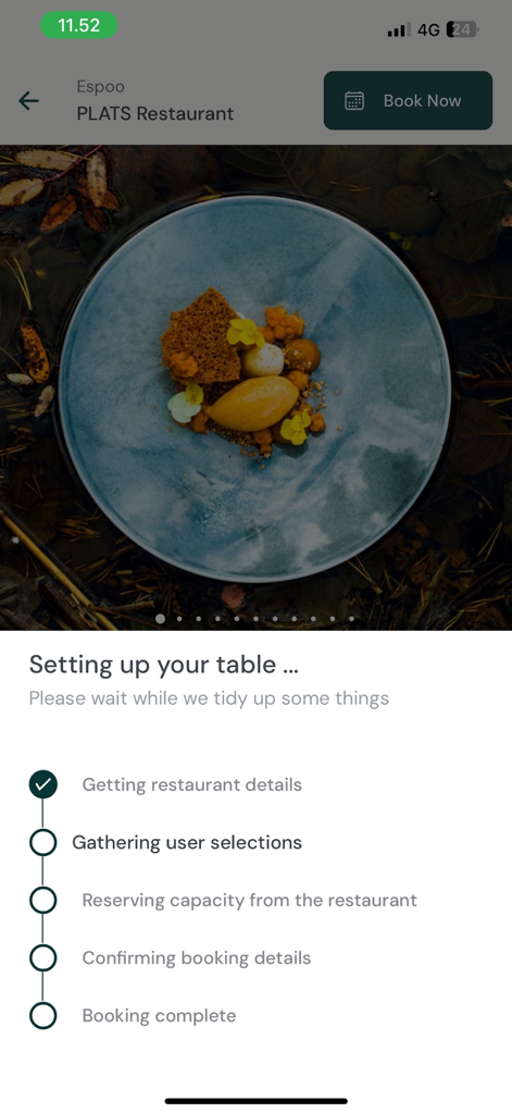 TableOnline - Reservations - Loading screen of TableOnline app showing the restaurant reservation booking steps
