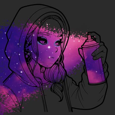 a realistic girl, spray painting