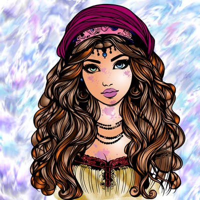realistic beautiful mysterious gypsy girl