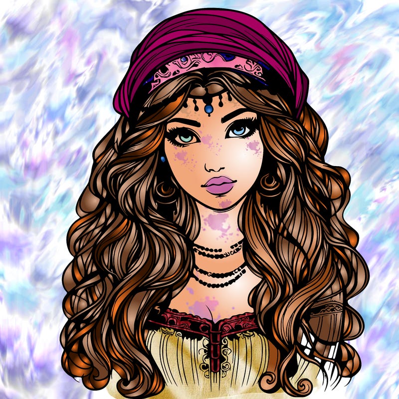 realistic beautiful mysterious gypsy girl