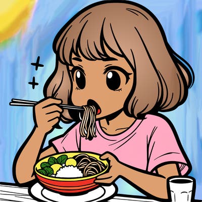 a girl eating food