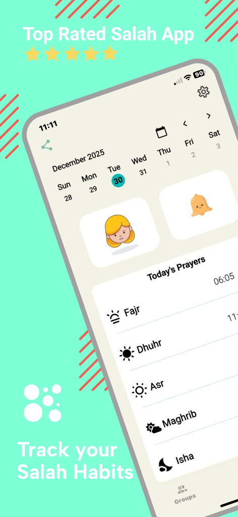Mizan-Be consistent with salah - Mizan app dashboard displaying daily prayer times and a calendar for tracking salah habits
